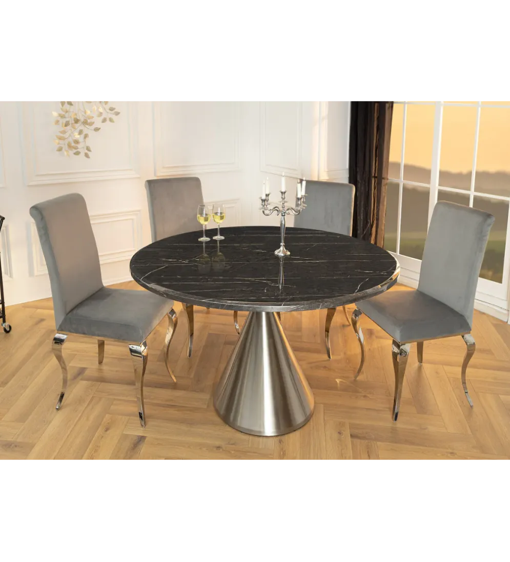 Stół ELEGANCIA 130 cm w optyce czarnego marmuru