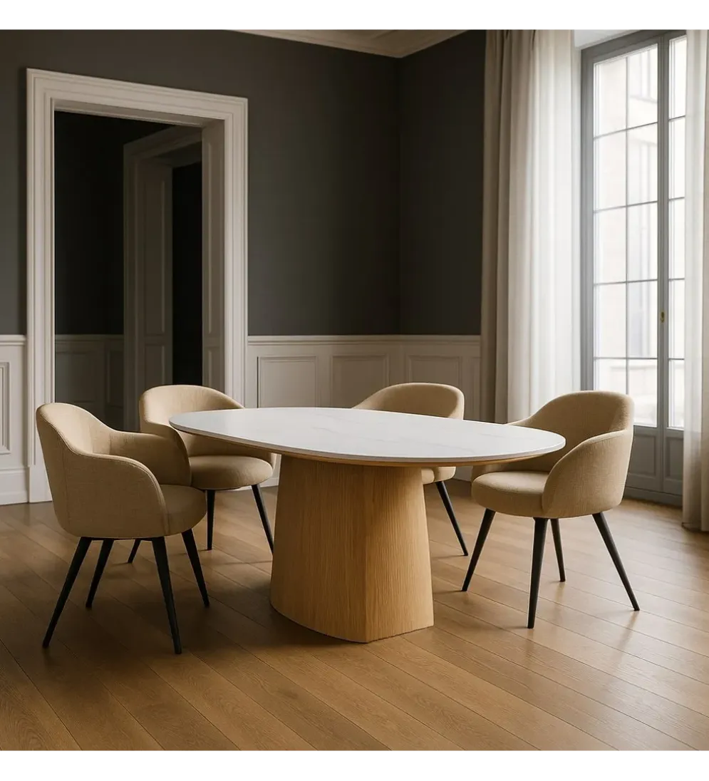 Stół FORYK 180 cm naturalny blat ceramika