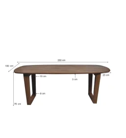 Stół KORTE 200 cm drewno mango brąz