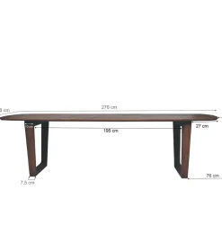 Stół KORTE 270 cm drewno mango brązowe