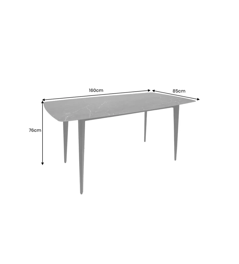 Stół MILANO 160 cm ceramiczny marmur blat antracyt