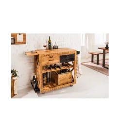 Stojak na wino REMMES 92 cm drewno mango