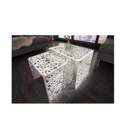 Stolik Abstract DELICADO Zestaw 2 Srebrny