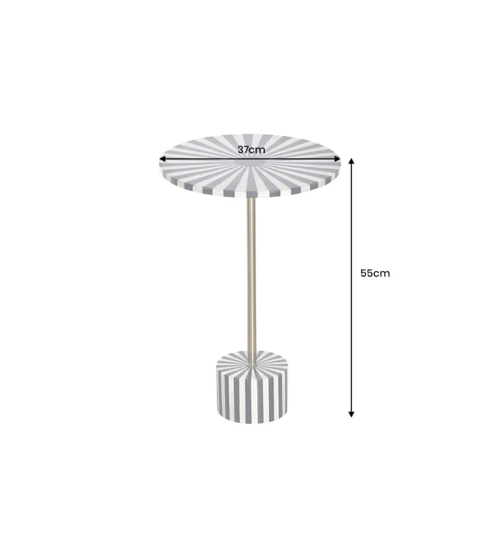Stolik kawowy boczny HARMONY NATURE 55 cm czarnobiały złoty