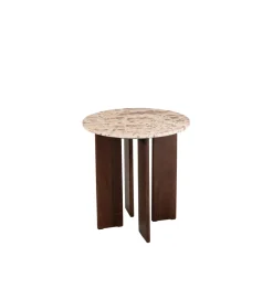 Stolik kawowy boczny MATHILDE 50 cm w optyce marmuru