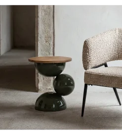 Stolik kawowy boczny SYLVIAM 46 cm zielony naturalny