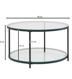 Stolik kawowy CALVIA 80 cm transparentny
