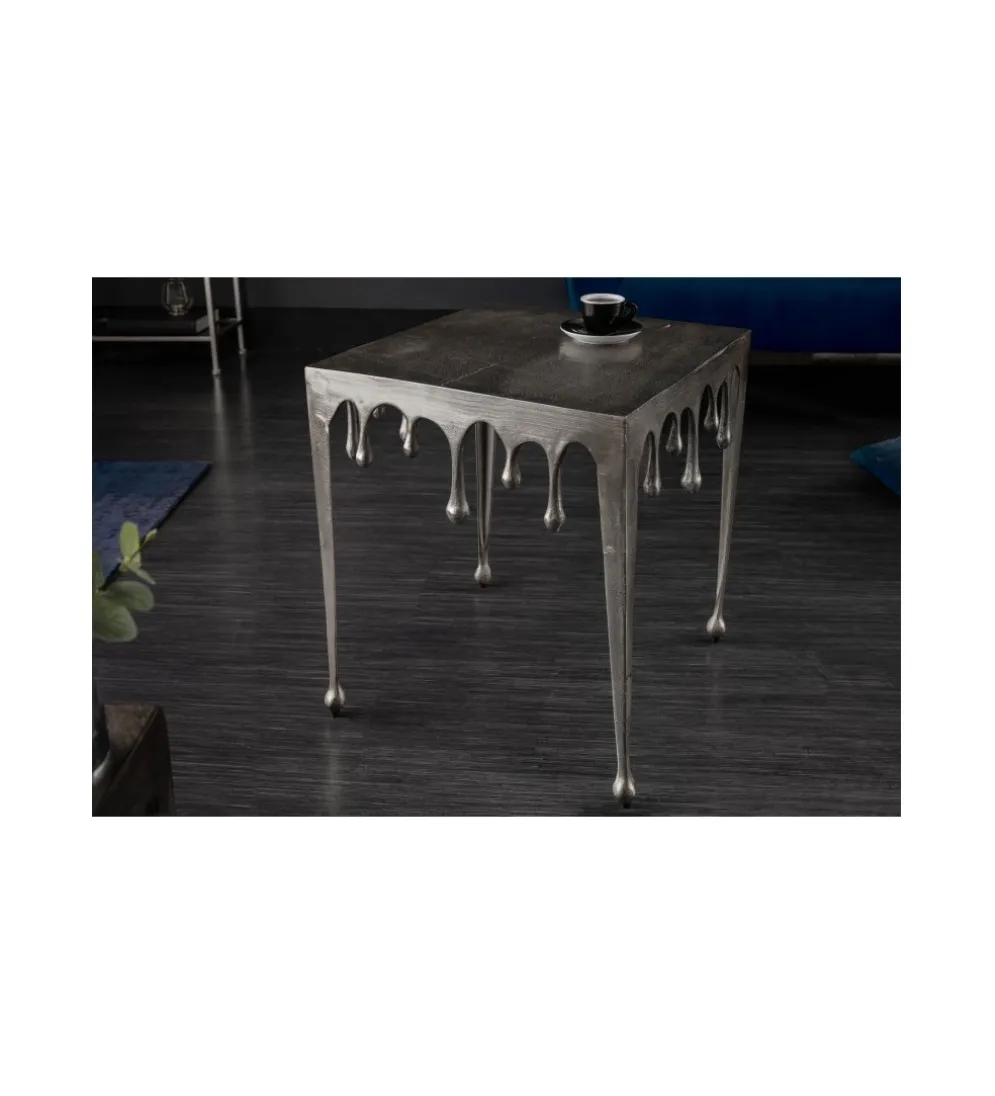 Stolik Kawowy 50 cm Mystic Liquid Line Srebrny