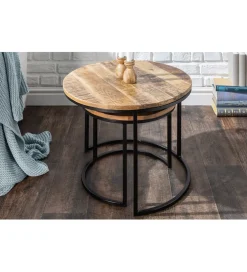 Stolik kawowy CRAFT Elements zestaw 2 naturalny Mango