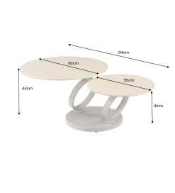 Stolik kawowy DANCING RINGS 135 cm ceramika w optyce trawertynu