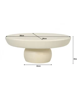 Stolik kawowy DENU 80 cm w kolorze kości słoniowej