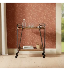 Stolik kawowy DEST 62 cm drewno kauczuk na kółkach