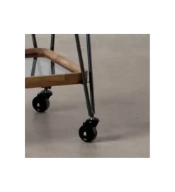 Stolik kawowy DEST 62 cm drewno kauczuk na kółkach