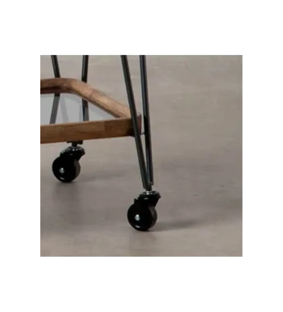 Stolik kawowy DEST 62 cm drewno kauczuk na kółkach