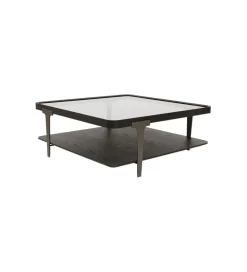 Stolik kawowy DIVINE 100 cm drewno jesion szklany