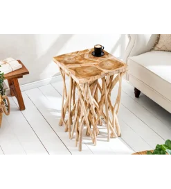 Stolik kawowy DRIFTWOOD 40 cm drewno teak naturalny