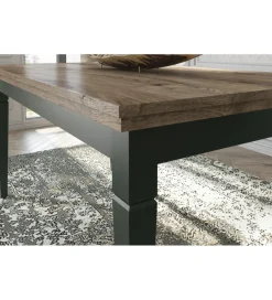 Stolik kawowy EVORA 110 cm zielony z dodatkiem koloru dąb Lefkas