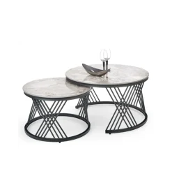 Stolik Kawowy FLAMINGO set 2 w kolorze szarego marmuru