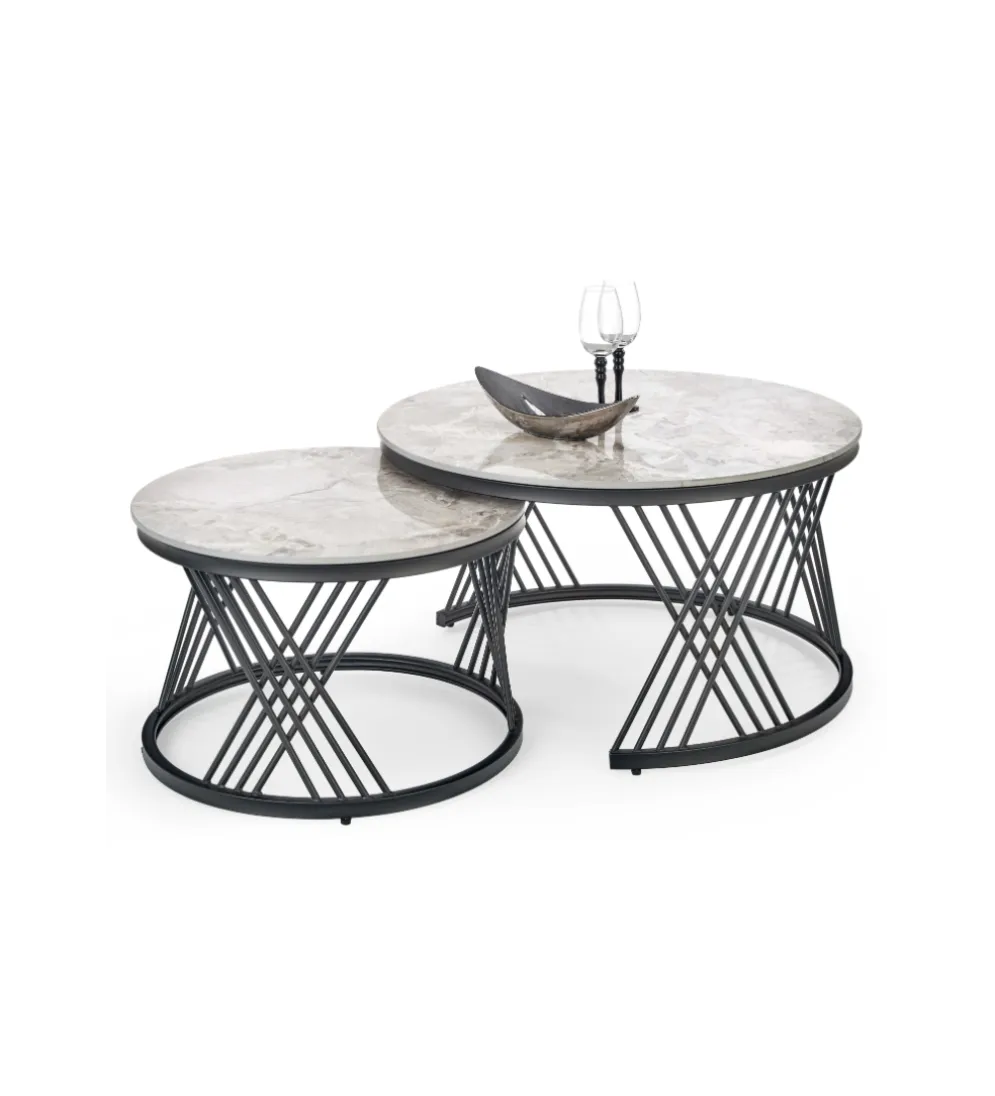 Stolik Kawowy FLAMINGO set 2 w kolorze szarego marmuru