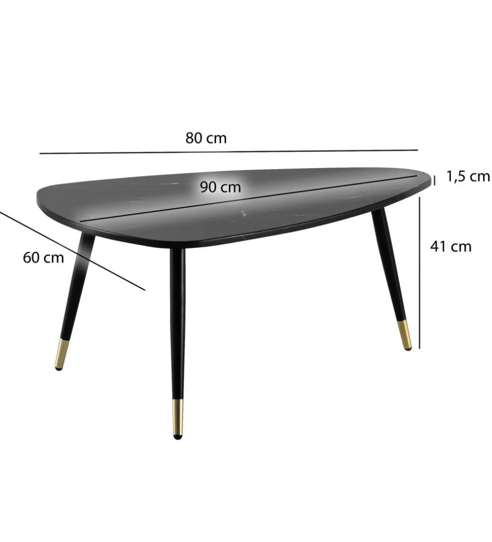 Stolik kawowy GINEVRA 90 cm w optyce czarnego marmuru
