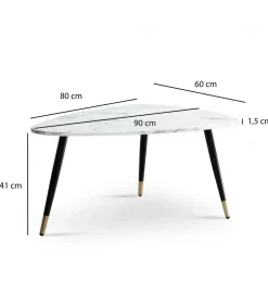 Stolik kawowy GINEVRA 90 cm w optyce białego marmuru