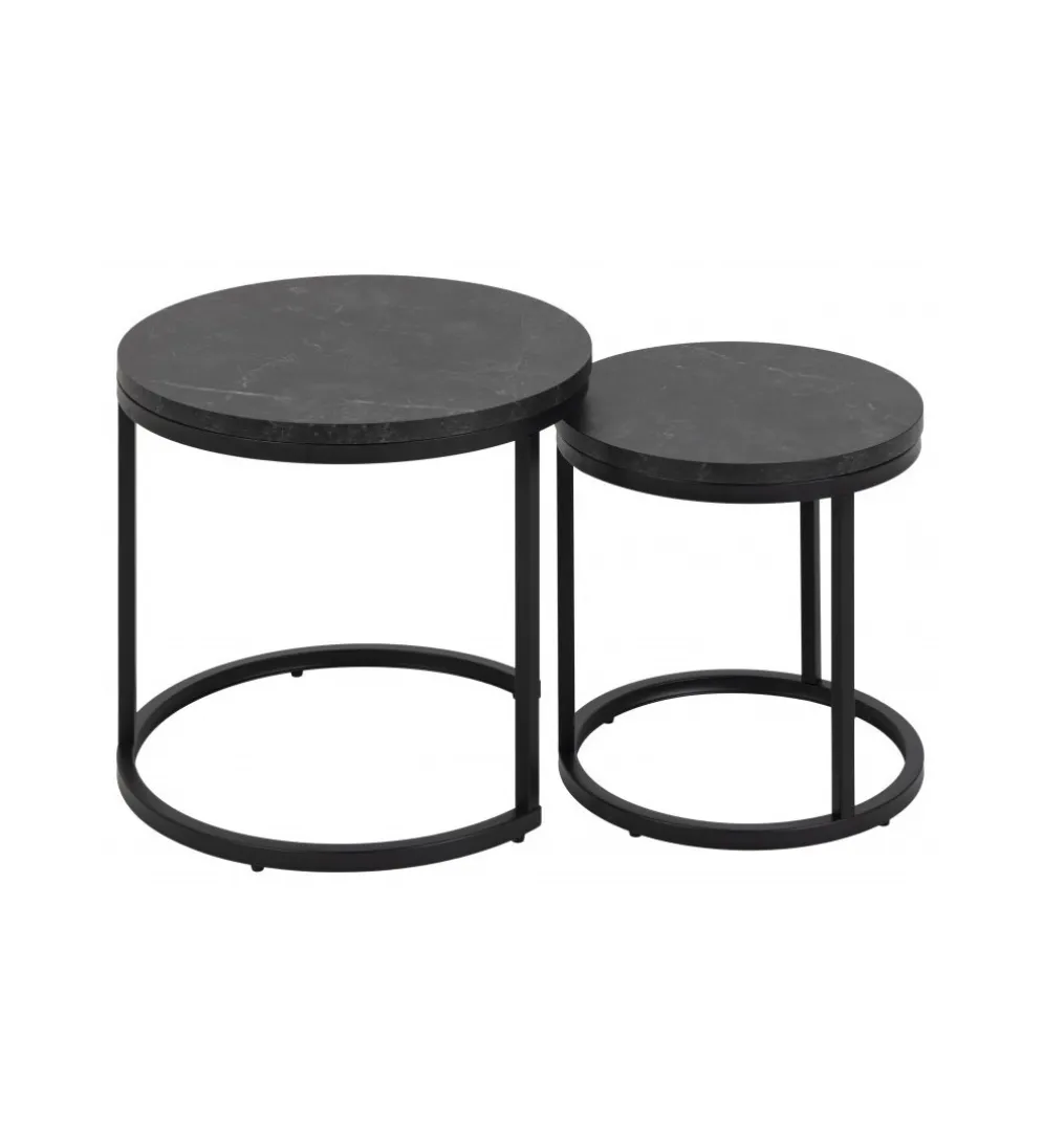 Stolik kawowy GIRON set 2 w optyce marmuru