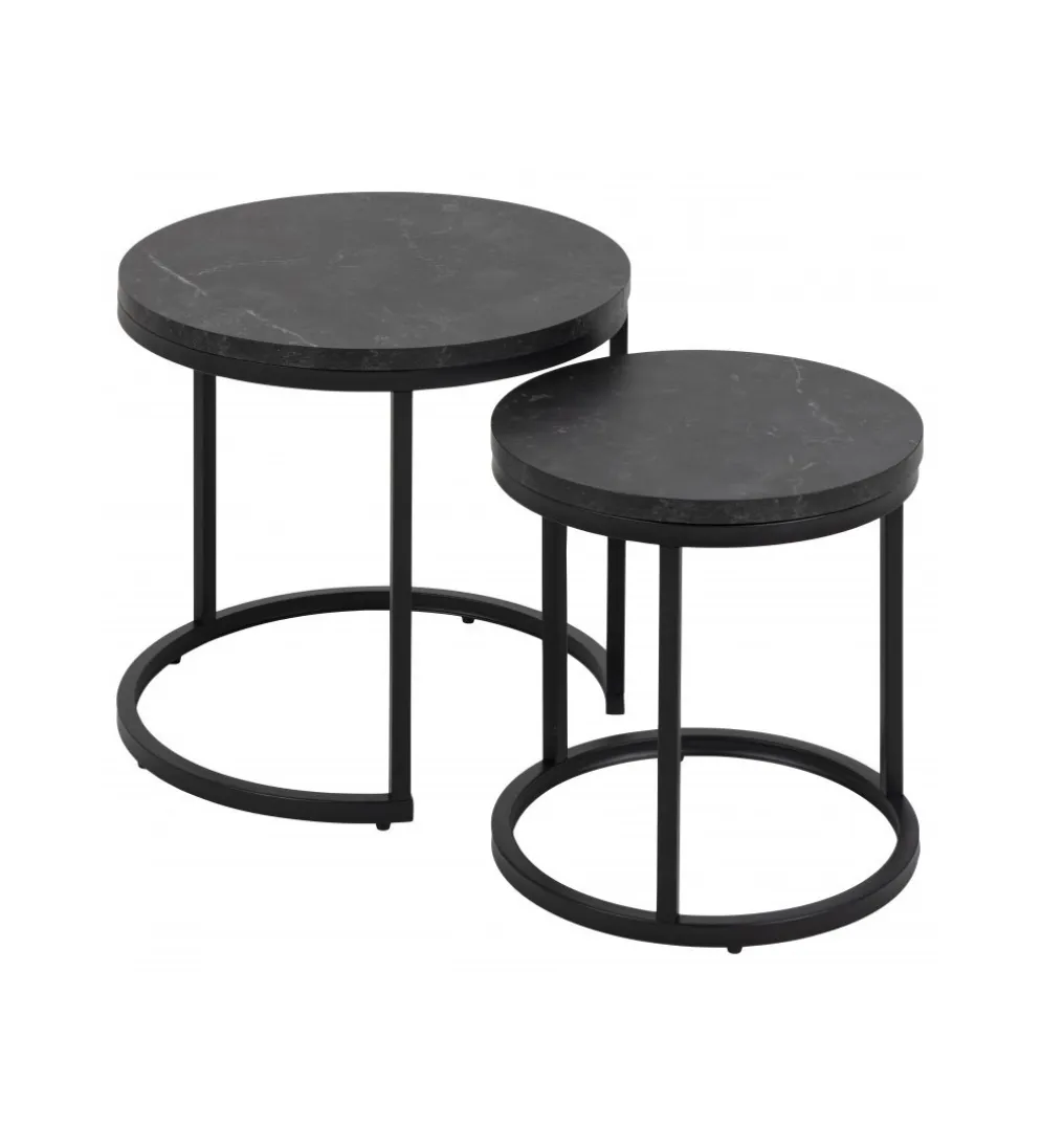 Stolik kawowy GIRON set 2 w optyce marmuru