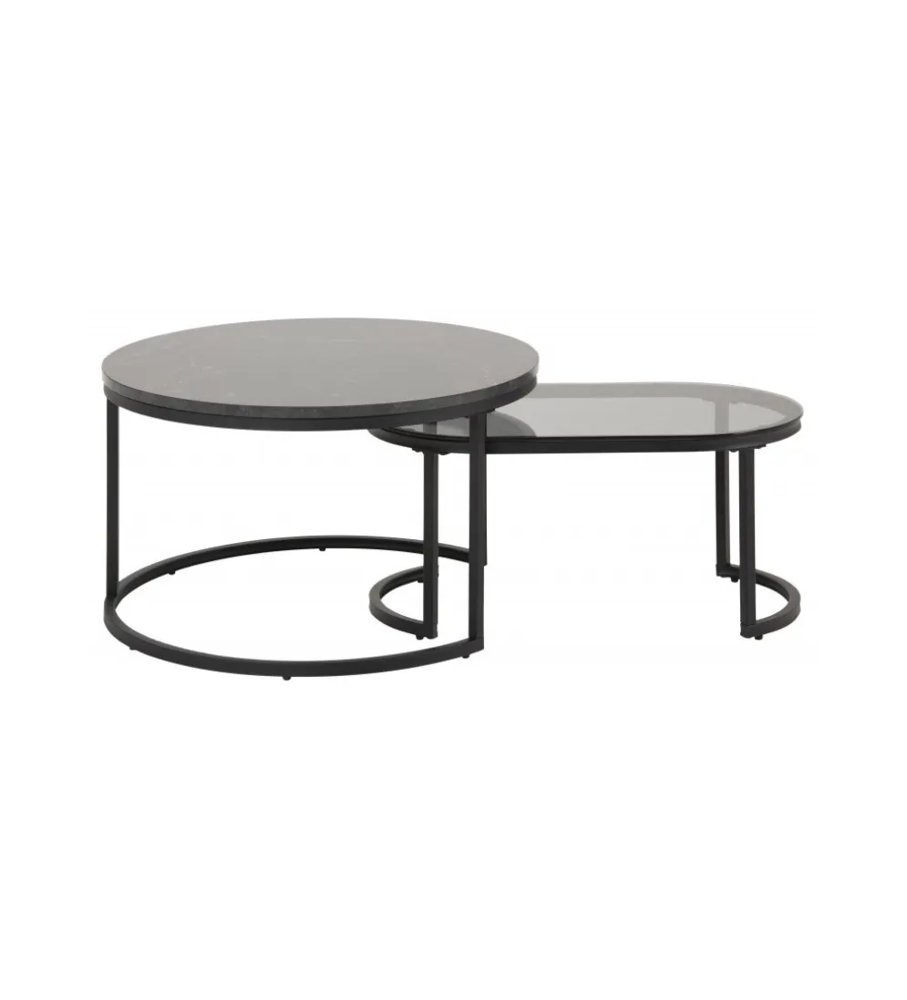Stolik kawowy GIRON set 2 w optyce marmuru