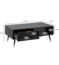 Stolik kawowy GLIMER  110 cm czarny
