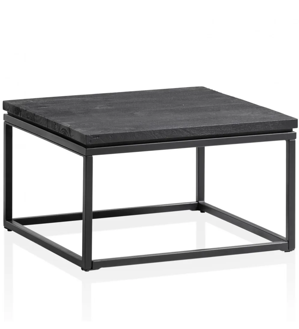 Stolik kawowy HAPTIK 60 cm drewno mango czarne