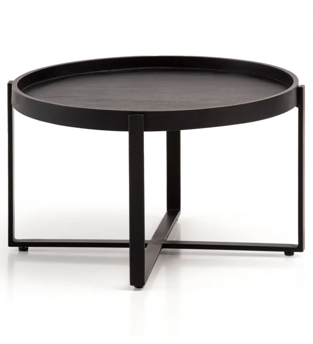Stolik kawowy HARMI 60 cm drewno mango czarny