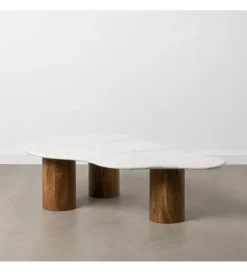 Stolik kawowy HUGI 135 cm marmur drewno mango