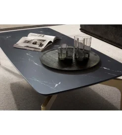 Stolik kawowy IWET 120 cm w optyce czarnego marmuru