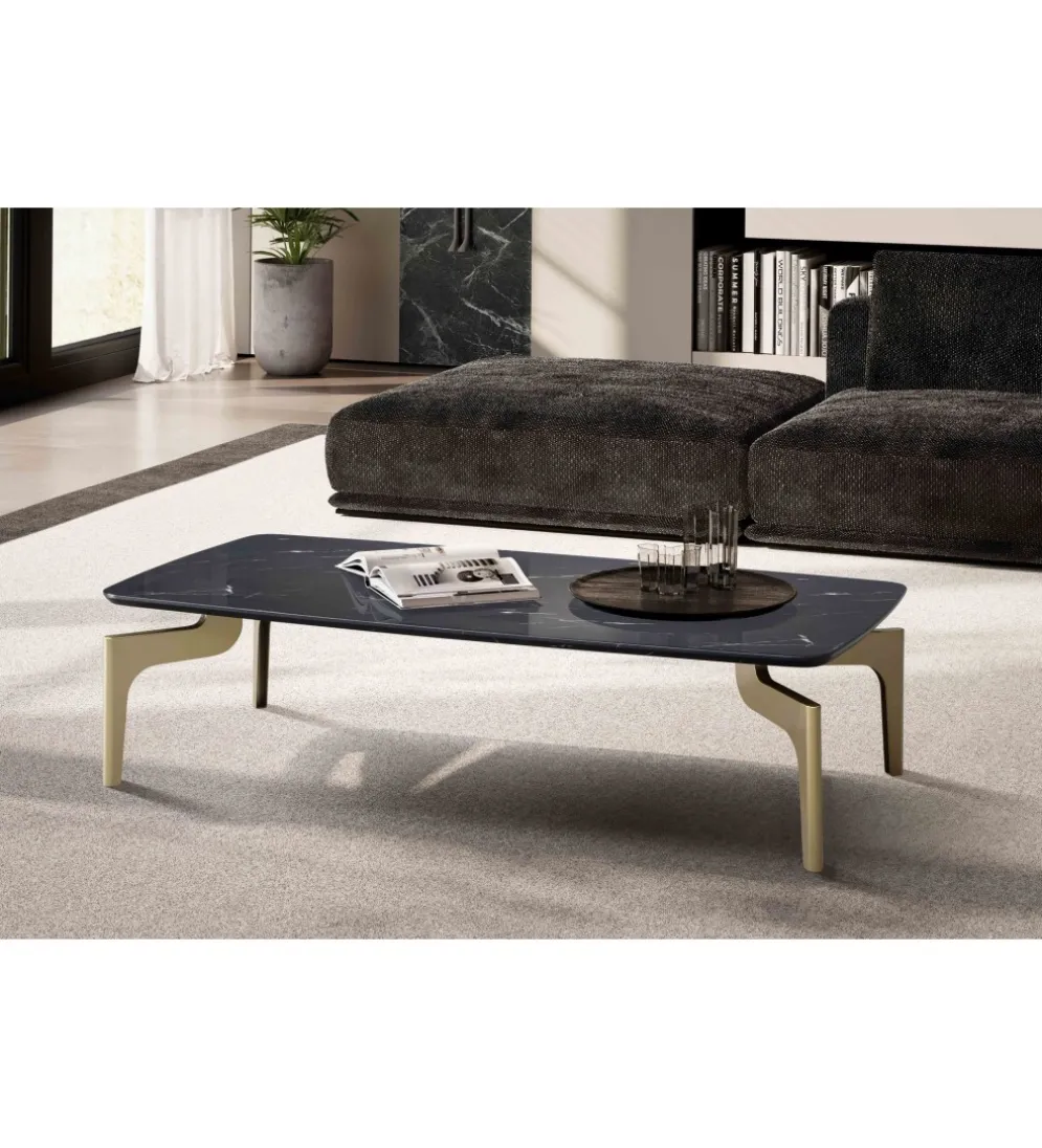 Stolik kawowy IWET 120 cm w optyce czarnego marmuru