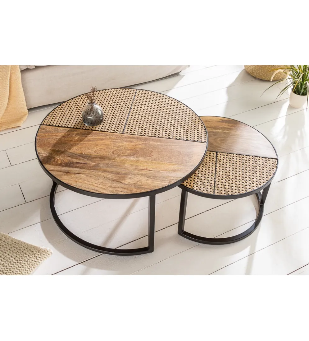 Stolik kawowy JAWA Viviena Lounge set 2 drewno mango