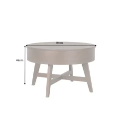 Stolik kawowy KYOTO 70 cm z schowkiem drewno mango