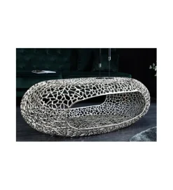 Stolik kawowy LEAF 119 cm srebrny