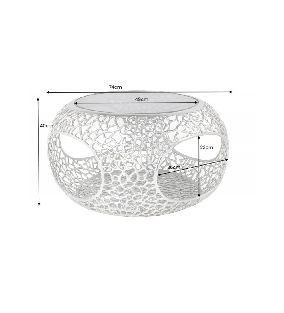 Stolik kawowy LEAF 74 cm srebrny