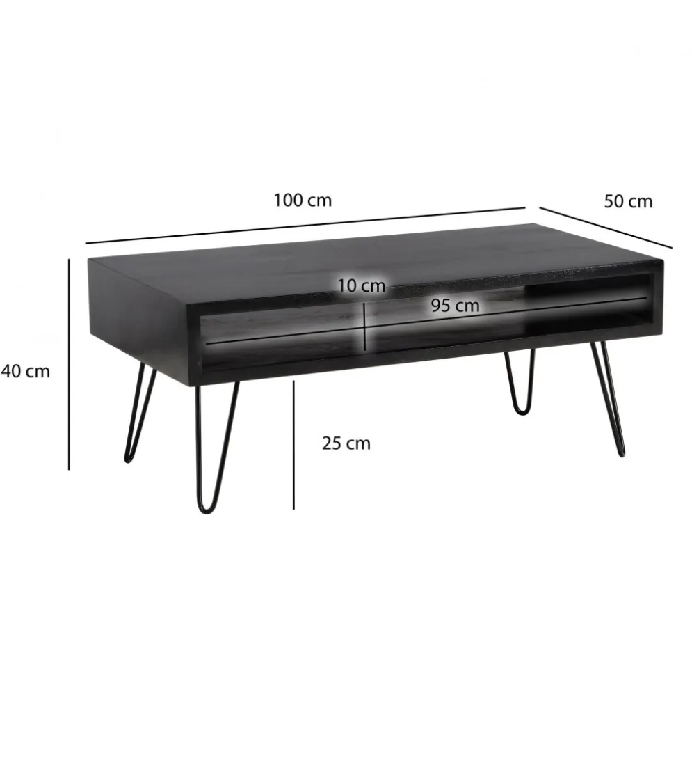 Stolik kawowy MANTIS 100 cm drewno mango czarny