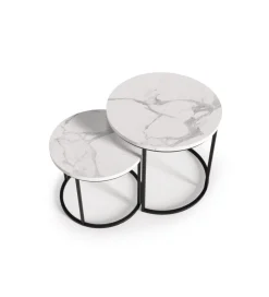 Stolik Kawowy OREO set 2 w kolorze białego marmuru