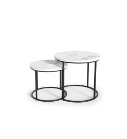 Stolik Kawowy OREO set 2 w kolorze białego marmuru