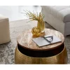 Stolik kawowy ORIENT 60 cm złoty drewno mango