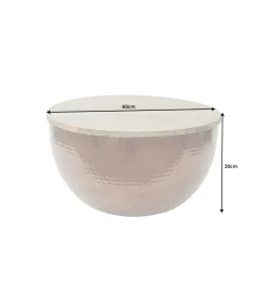 Stolik kawowy Orient Storage 60 cm miedziany z blatem Mango