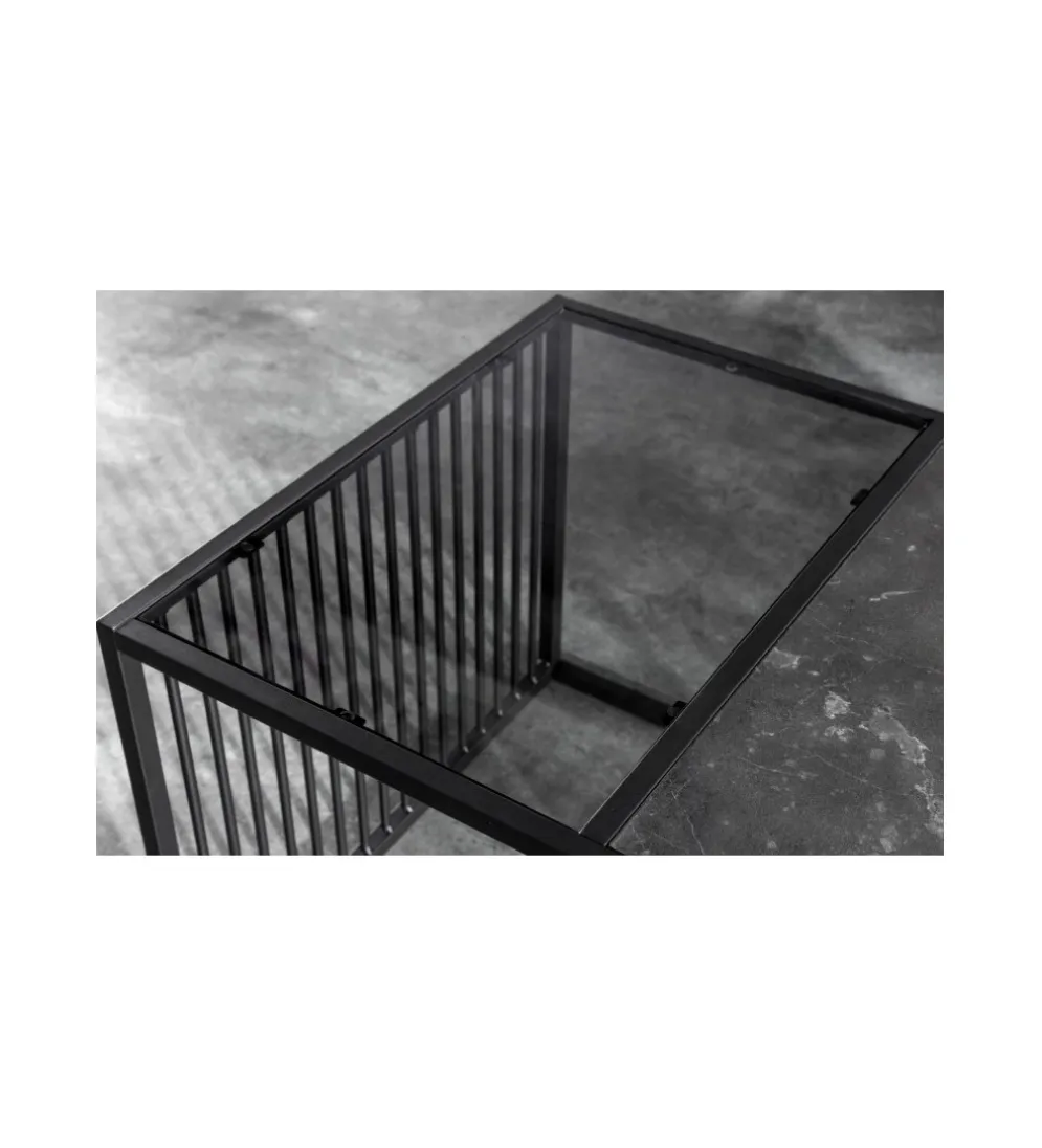 Stolik kawowy PASCAL 100 cm w optyce czarnego marmuru