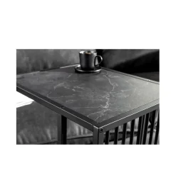 Stolik kawowy PASCAL 35 cm w optyce czarnego marmuru