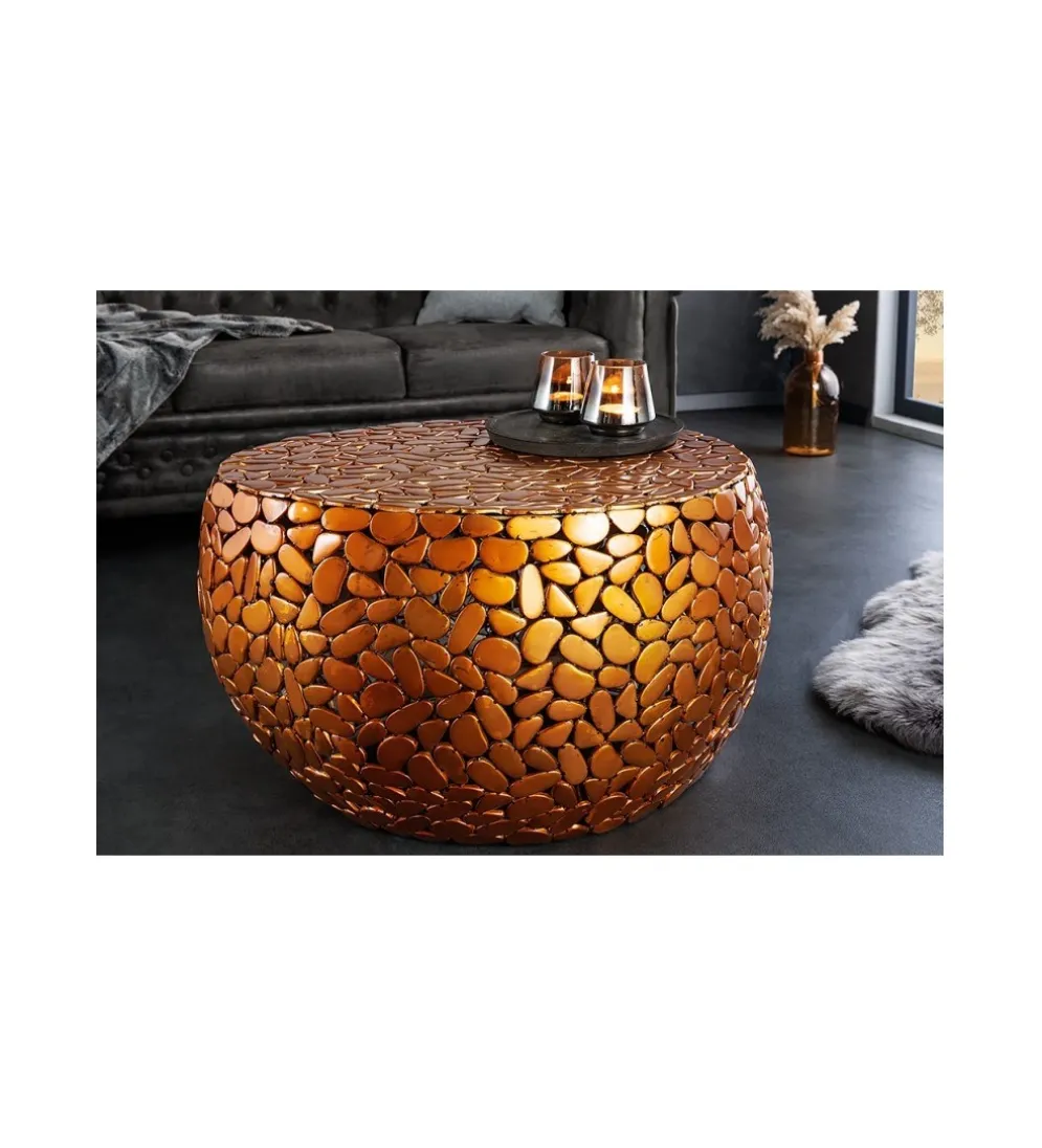 Stolik kawowy PEDRA Stone Mosaic 72 cm miedziany