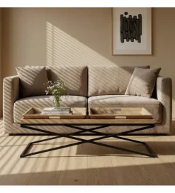Stolik kawowy RENAKONY 113 cm naturalny czarny