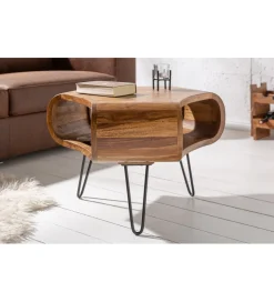 Stolik kawowy SPIN RETRO 60 cm drewno Sheesham