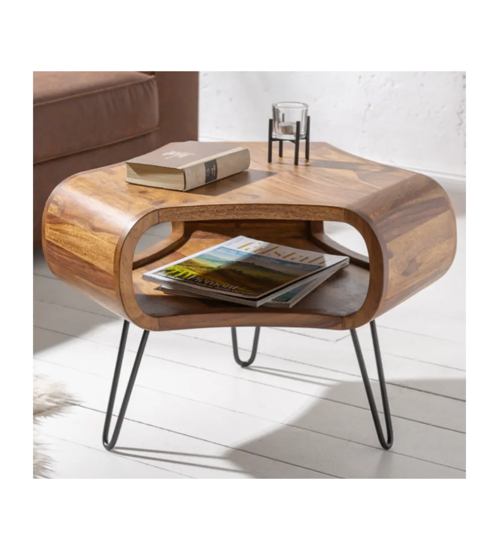 Stolik kawowy SPIN RETRO 60 cm drewno Sheesham