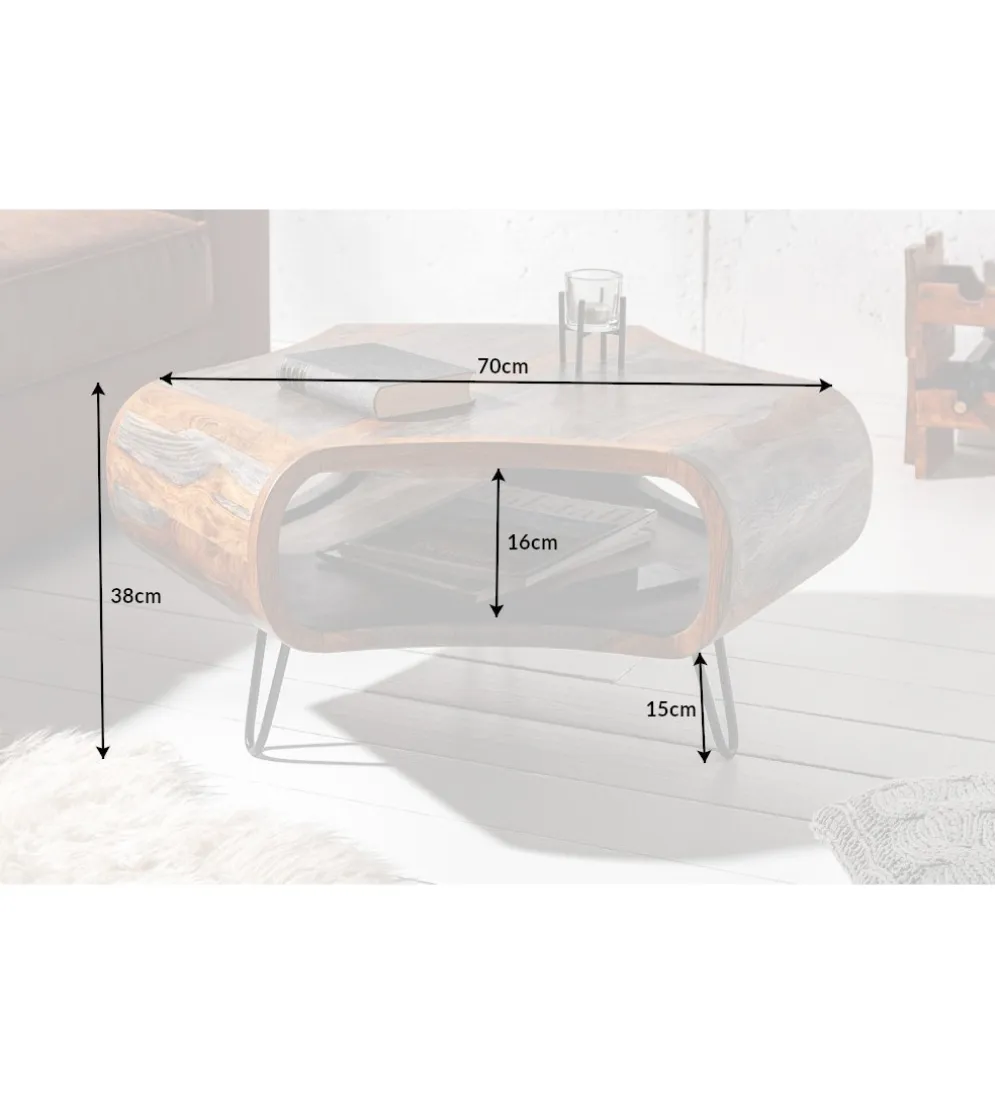 Stolik kawowy SPIN RETRO 70 cm drewno Sheesham